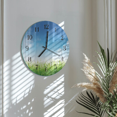 Wanduhr rund Gras