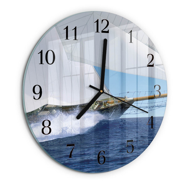 Wanduhr rund Segelboot