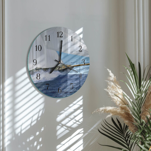 Wanduhr rund Segelboot