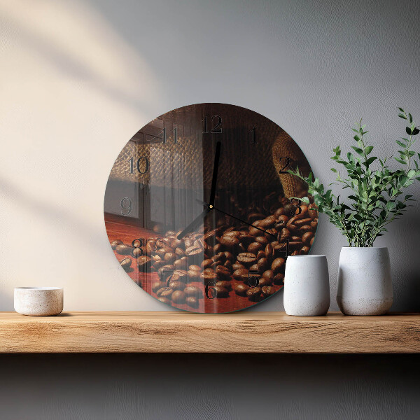 Wanduhr rund Kaffeebohnen