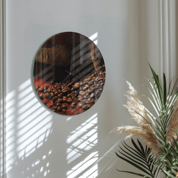 Wanduhr rund Kaffeebohnen