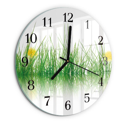 Wanduhr rund Gras