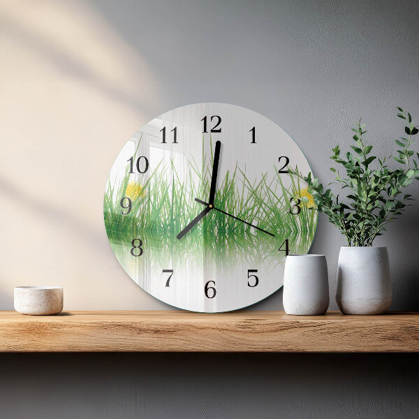 Wanduhr rund Gras