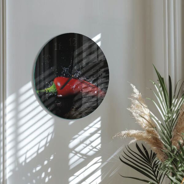 Wanduhr rund Chilischoten