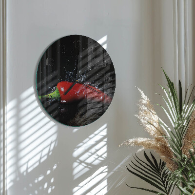 Wanduhr rund Chilischoten