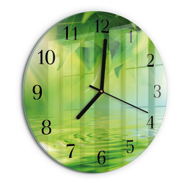 Wanduhr rund Blätter