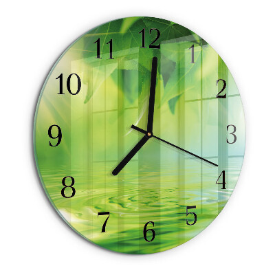Wanduhr rund Blätter
