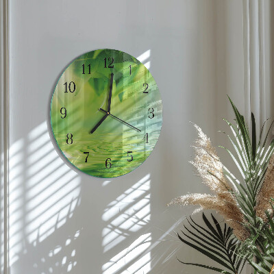 Wanduhr rund Blätter