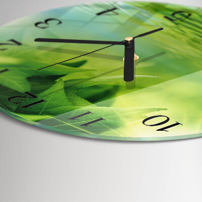 Wanduhr rund Blätter