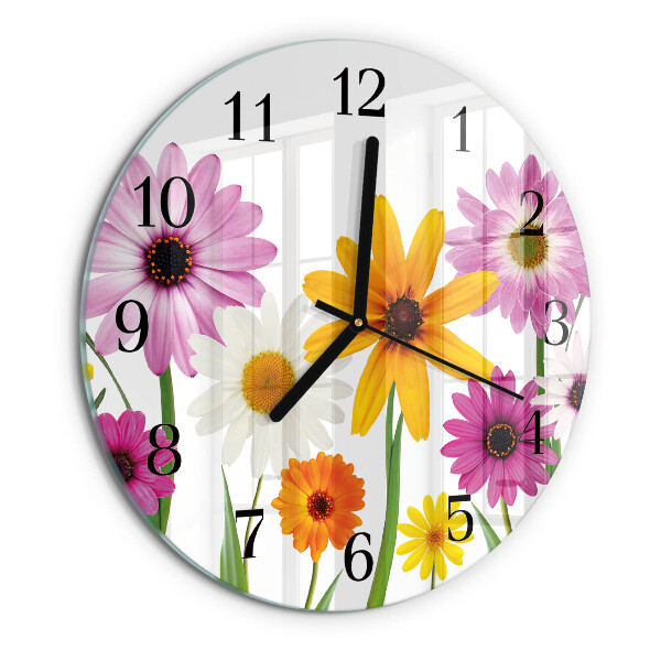 Wanduhr rund Blumen