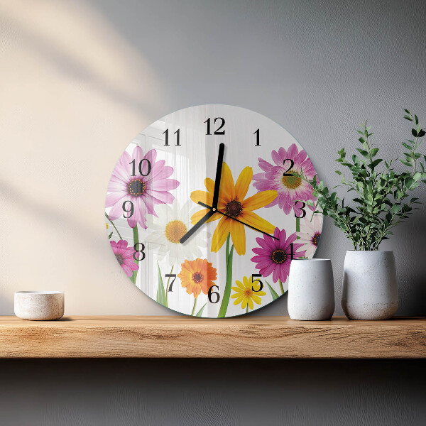 Wanduhr rund Blumen