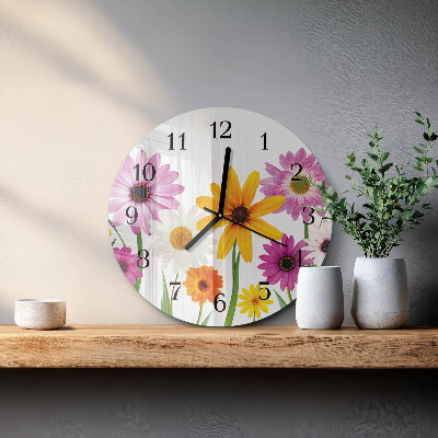 Wanduhr rund Blumen