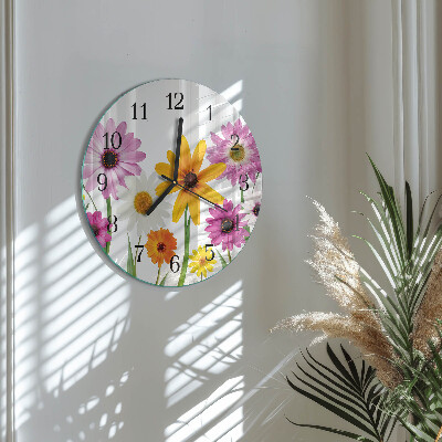 Wanduhr rund Blumen