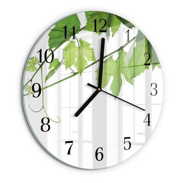 Wanduhr rund Blätter
