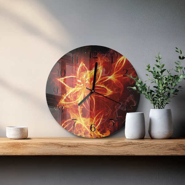 Wanduhr rund Feuerblume
