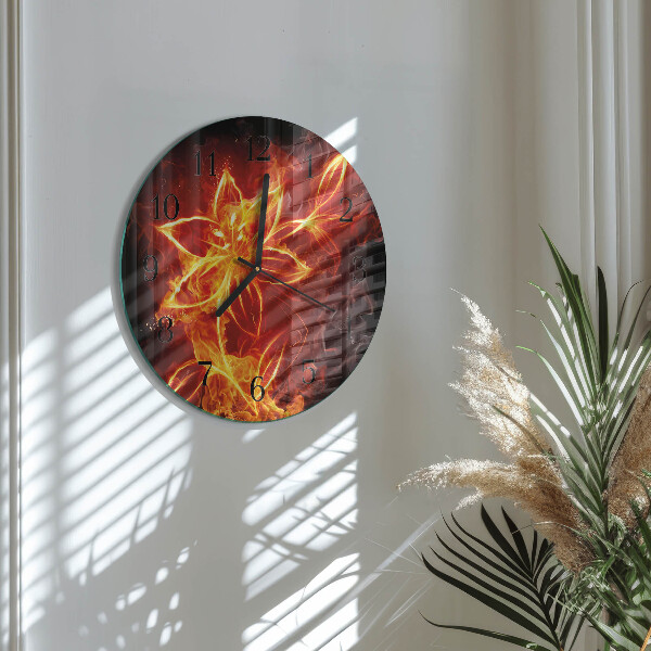Wanduhr rund Feuerblume