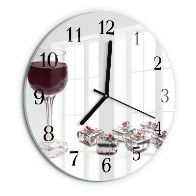 Wanduhr rund Weinglas