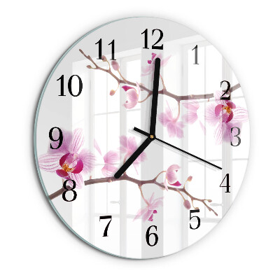 Wanduhr rund Orchidee