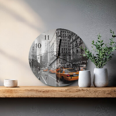 Wanduhr rund New Yorker Taxi
