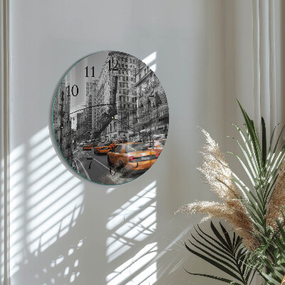 Wanduhr rund New Yorker Taxi