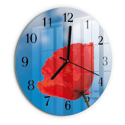 Wanduhr rund Mohn