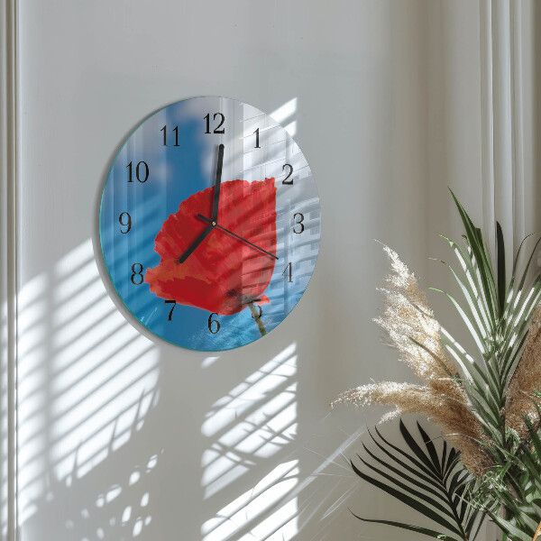 Wanduhr rund Mohn