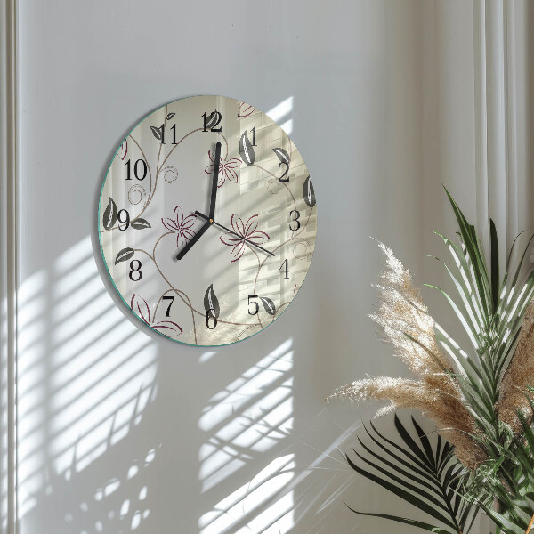 Wanduhr rund Blumenkunst