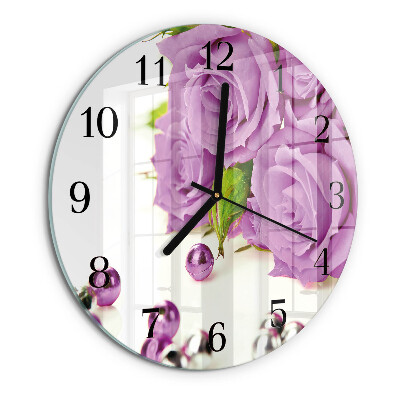 Wanduhr rund Rosen