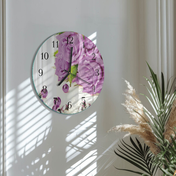 Wanduhr rund Rosen