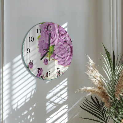 Wanduhr rund Rosen