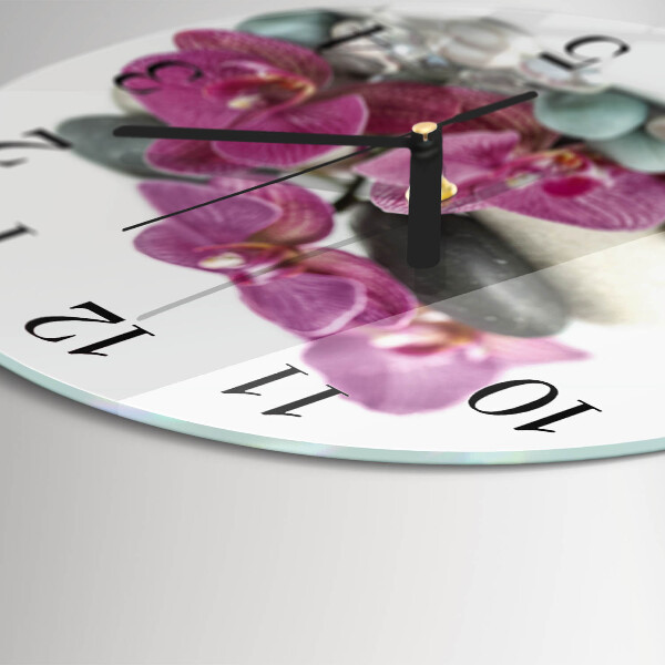 Wanduhr rund Orchideen