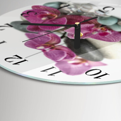 Wanduhr rund Orchideen
