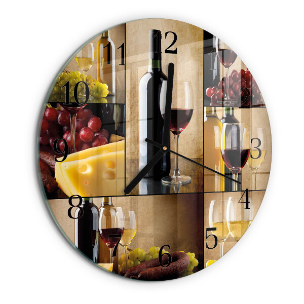 Wanduhr rund Flasche Wein