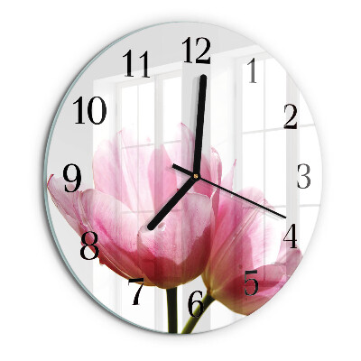 Wanduhr rund Tulpen