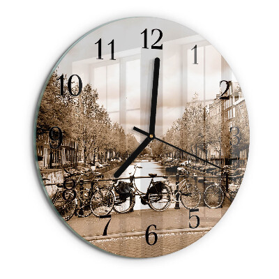 Wanduhr rund Amsterdam Sepia