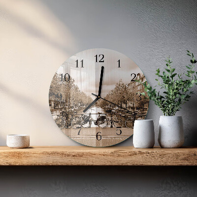 Wanduhr rund Amsterdam Sepia