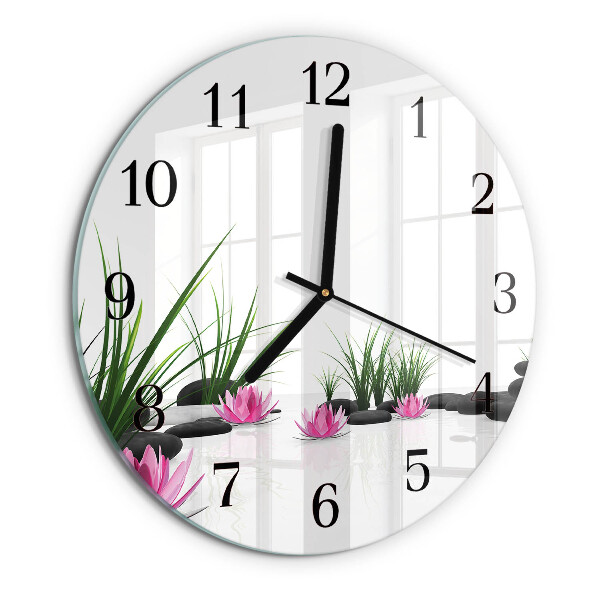 Wanduhr rund Lotosblume