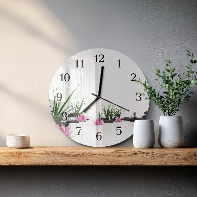 Wanduhr rund Lotosblume