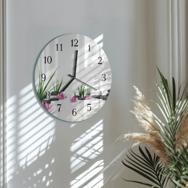 Wanduhr rund Lotosblume