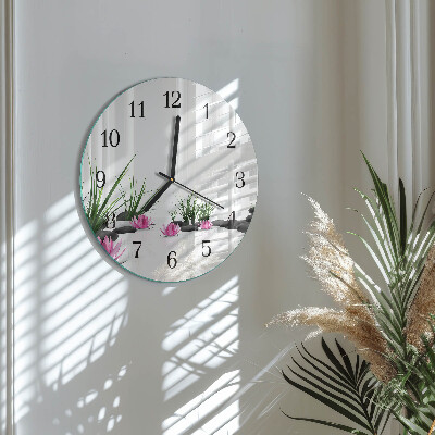 Wanduhr rund Lotosblume