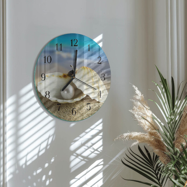Wanduhr rund Muschelperle