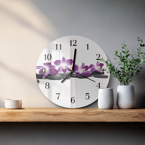 Wanduhr rund Orchidee