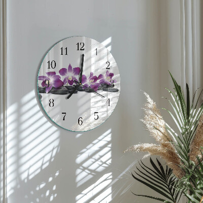 Wanduhr rund Orchidee