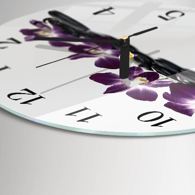 Wanduhr rund Orchidee