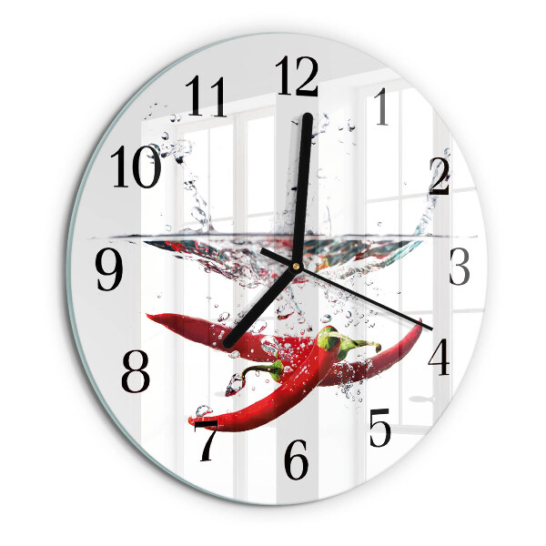 Wanduhr rund Chilischoten