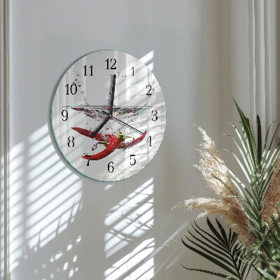 Wanduhr rund Chilischoten