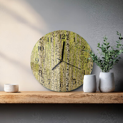 Wanduhr rund Birkenwald