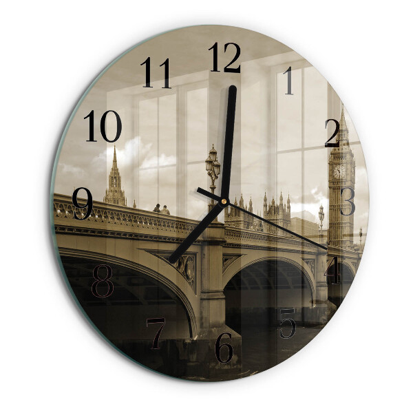 Wanduhr rund Sepia-Brücke