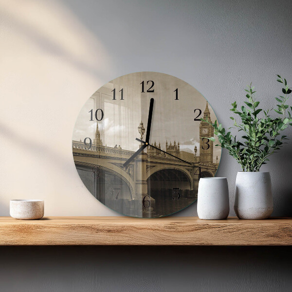 Wanduhr rund Sepia-Brücke