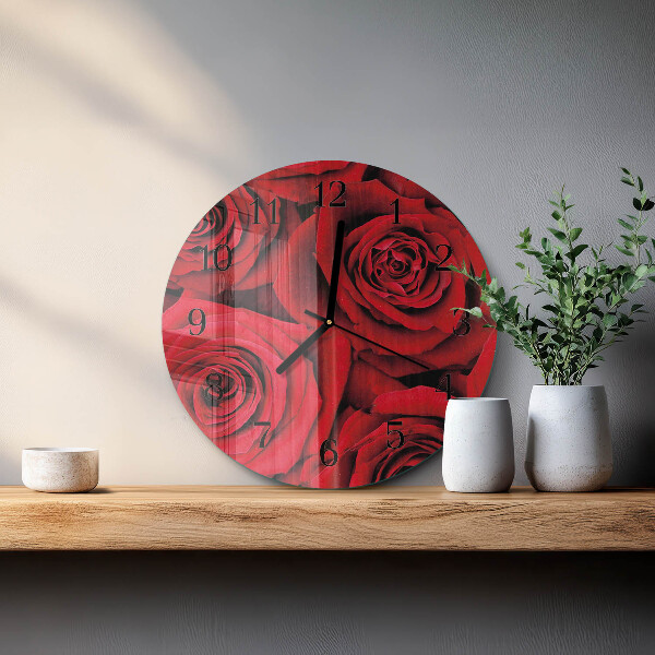 Wanduhr rund Rosen